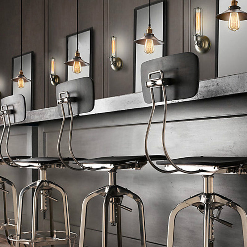 Black Tapered Bar Pendant Light in Industrial Retro Style Wrought Iron Hanging Lamp