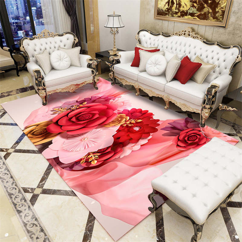 Funky polyester tapijt Modern Plant Print Area Tapijt Woonkamer Tapijt met niet-slipachter