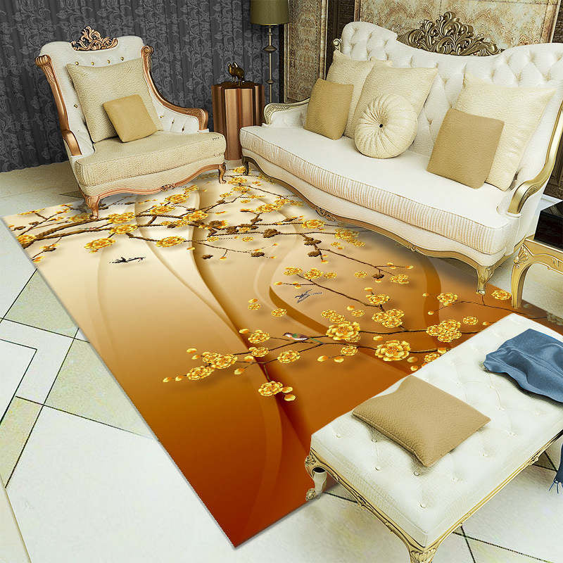 Funky polyester tapijt Modern Plant Print Area Tapijt Woonkamer Tapijt met niet-slipachter