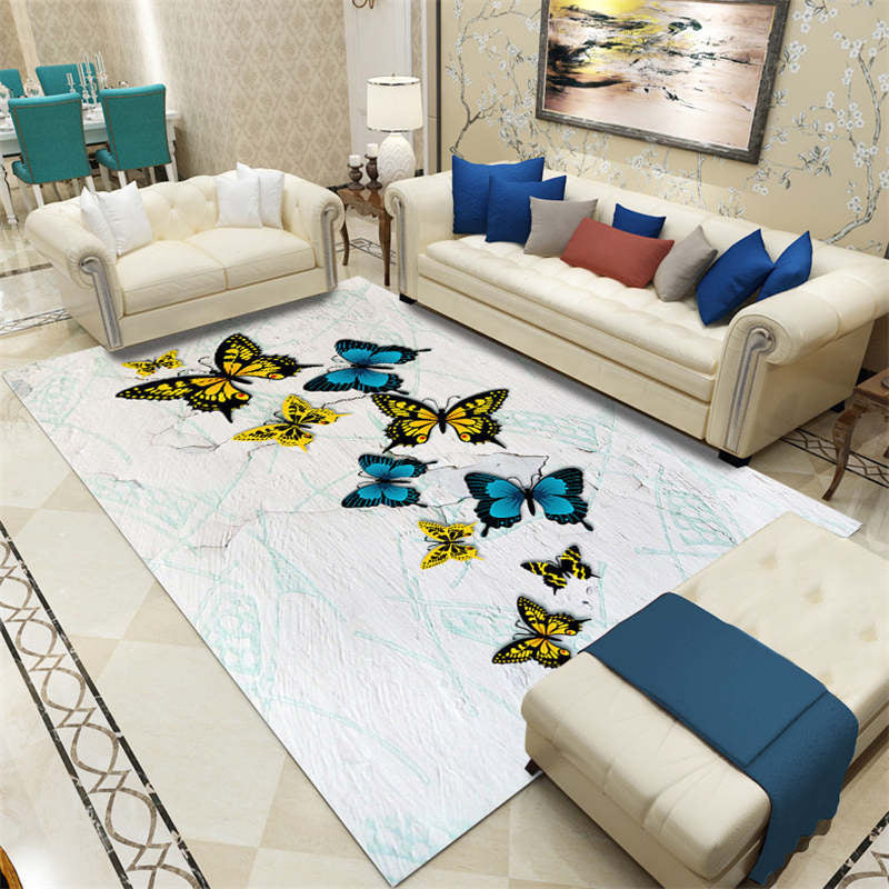 Funky polyester tapijt Modern Plant Print Area Tapijt Woonkamer Tapijt met niet-slipachter