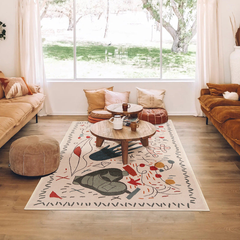 Bruin abstract print tapijt polyester modern tapijt wasbaar tapijt voor salon