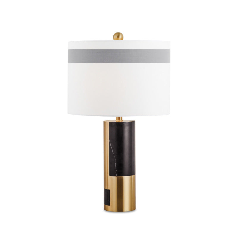 1 table de chevet de tête lumière moderne lampe de nuit blanche moderne avec nuance de tissu de cylindre