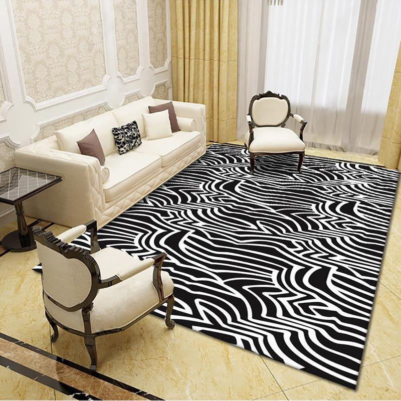 Natuurlijk Zebra gestreepte tapijt polyester Polyester binnen Tapijt Non-slip ruggebied Tapijt voor woonkamer