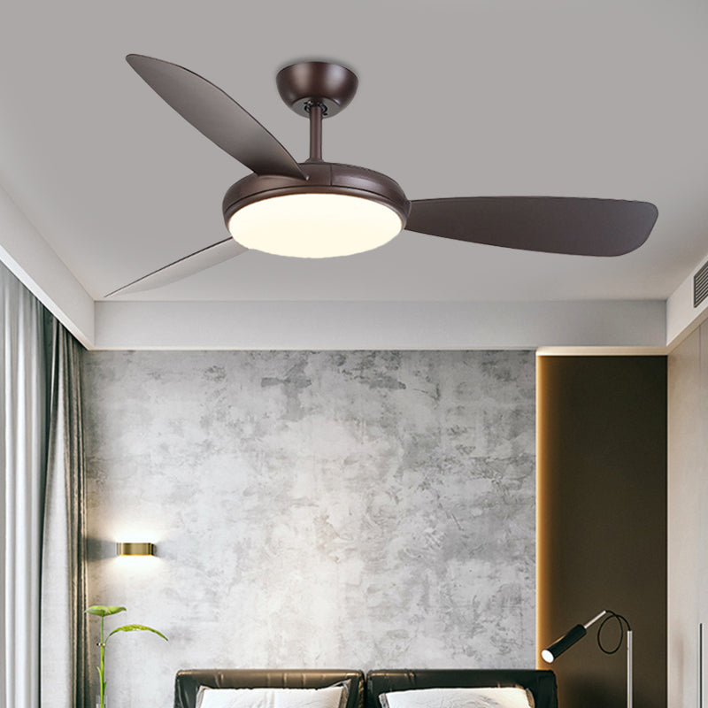 Schwarz -LED -Deckenlüftungslampe Moderne Acryl 3 Blades halb Flush -Lampe für Schlafzimmer, 42 "breit
