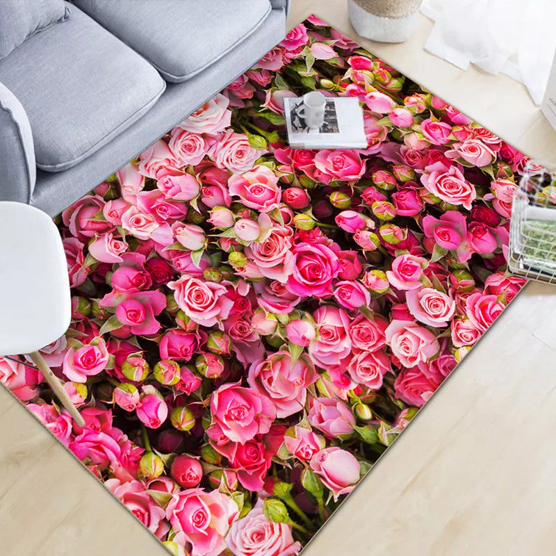 Roze woonkamer tapijt bloemenpatroon polyester gebied tapijt niet-slip achterste ruggebied tapijt