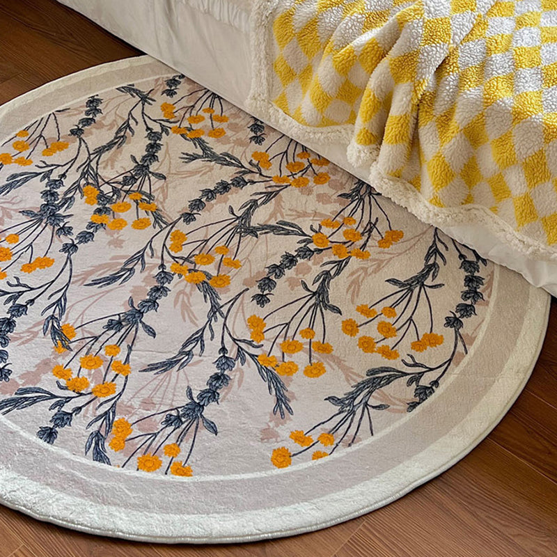Witte bloemenprint vloerkleed modern polyester gebied tapijt gemakkelijk verzorgbaar wasbaar gebied tapijt voor woonkamer