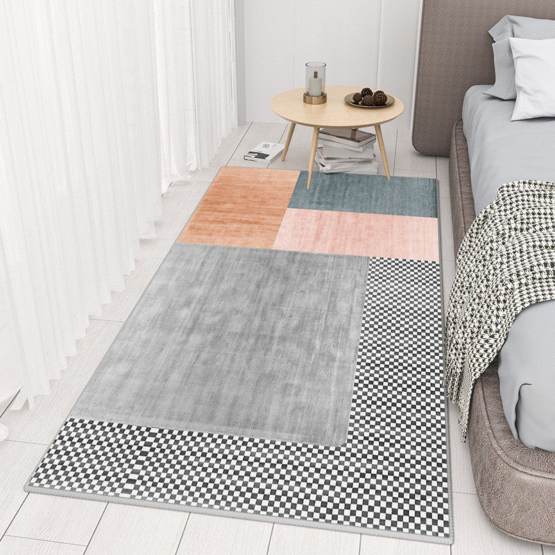 Donkergroene moderne tapijten polyester lijn tapijt vlekbestendig tapijt voor woonkamer