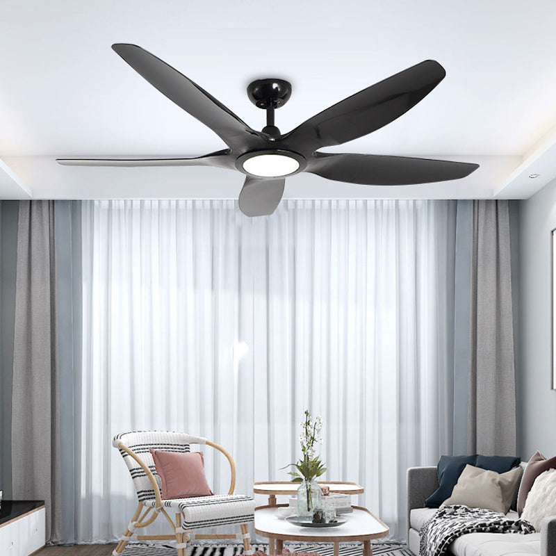 LED 5 Blades Halbflush -Beleuchtung modernistischer schwarzer Finish -Metall Deckenventilator Lampe für Schlafzimmer, 60 "W.