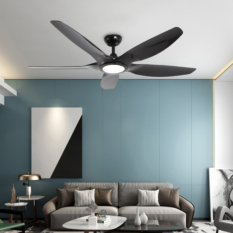 LED 5 Blades Halbflush -Beleuchtung modernistischer schwarzer Finish -Metall Deckenventilator Lampe für Schlafzimmer, 60 "W.