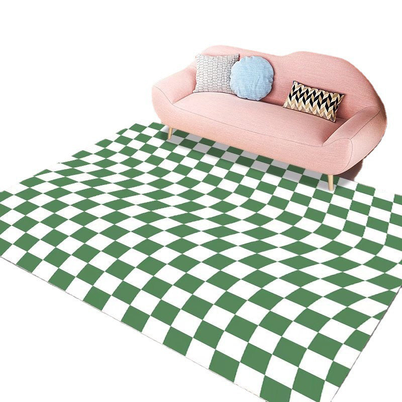 Groen abstract rooster tapijten polyester modern tapijt niet-slip achterste tapijt voor woonkamer