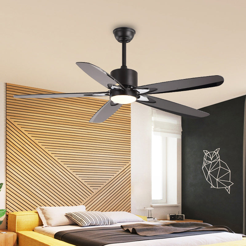 55,5 "W LED Semi Flush Mount Contemporary Circle Metallic Hanging Deckenventilator Beleuchtung in Schwarz für Schlafzimmer, 5 Klingen