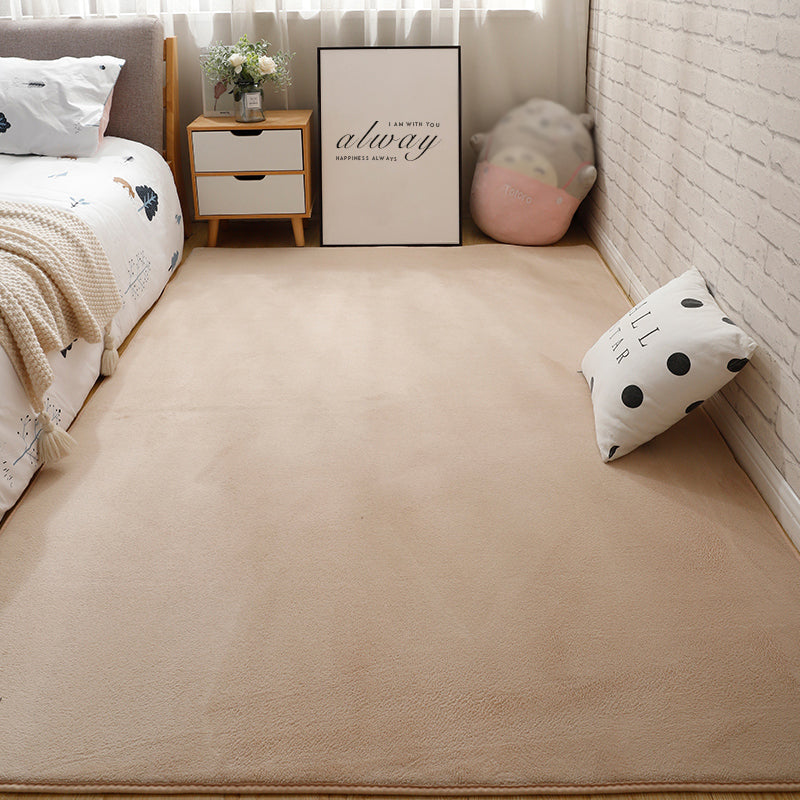 Contemporary Plain Rug Casual Polyester Carpet Non-Slip Area Rug for Living Room