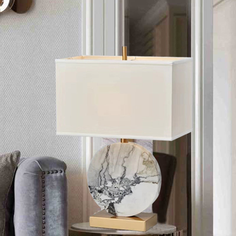 Modernist 1 Kopf Aufgabe Lampe Weiß rechteckiges Lesebuchbuch mit Stoffschatten