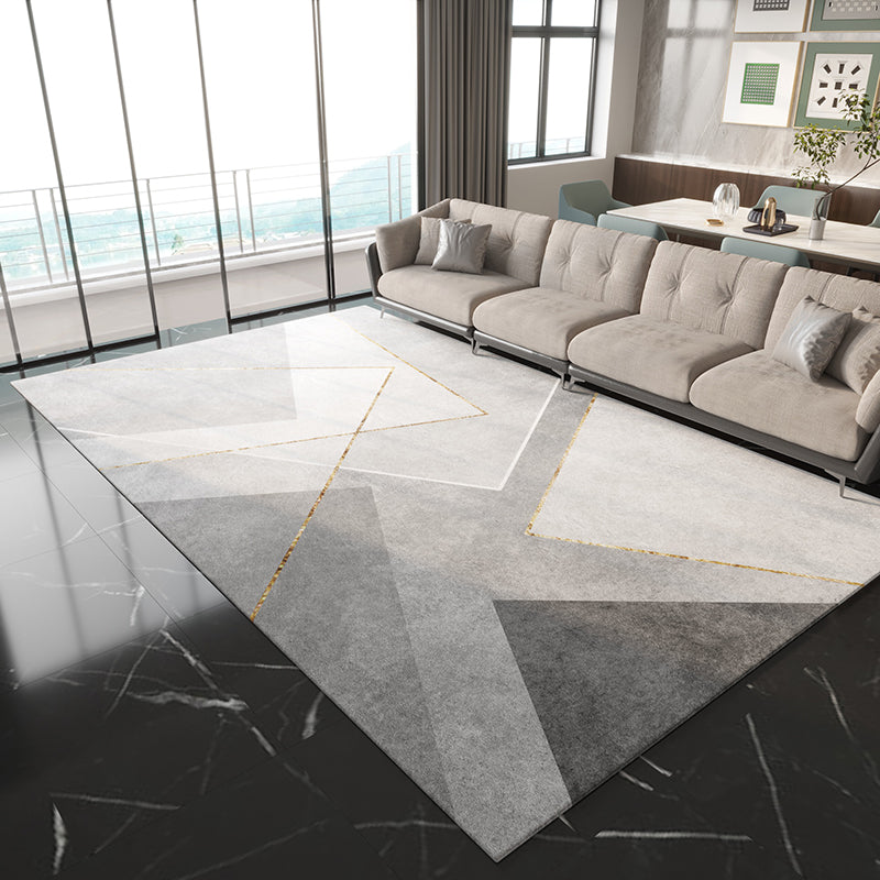Prachtig polyester tapijt modern grijs tapijt woonkamer vloerkleed met niet-slipachter