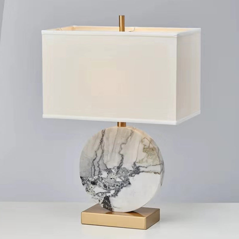 Modernist 1 Kopf Aufgabe Lampe Weiß rechteckiges Lesebuchbuch mit Stoffschatten