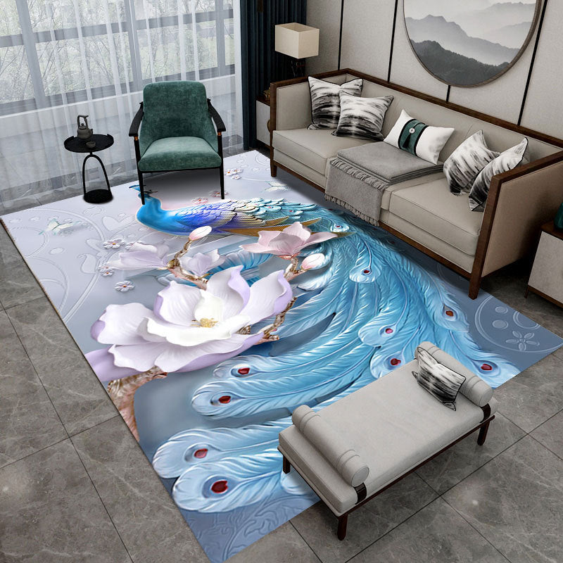 Modern pauw bedrukt tapijt polyester binnen tapijt tapijt niet-slip achterste ruggengiert tapijt voor woonkamer