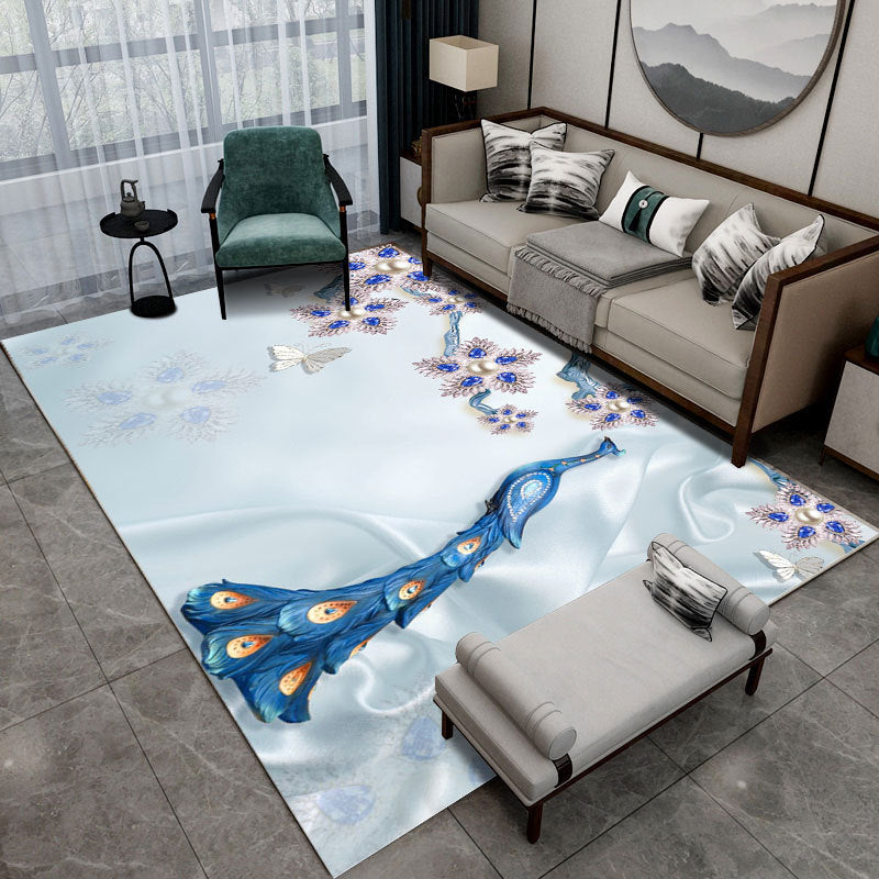 Modern pauw bedrukt tapijt polyester binnen tapijt tapijt niet-slip achterste ruggengiert tapijt voor woonkamer