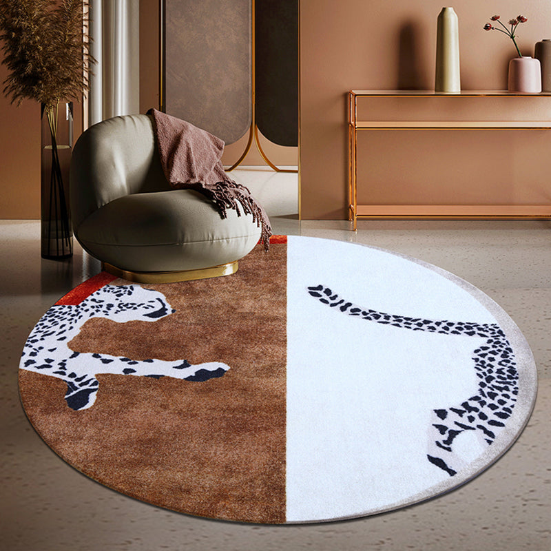 Oranje modern tapijt luipaardpatroon polyester gebied vloerkleurbestendig kleed voor woningdecoratie