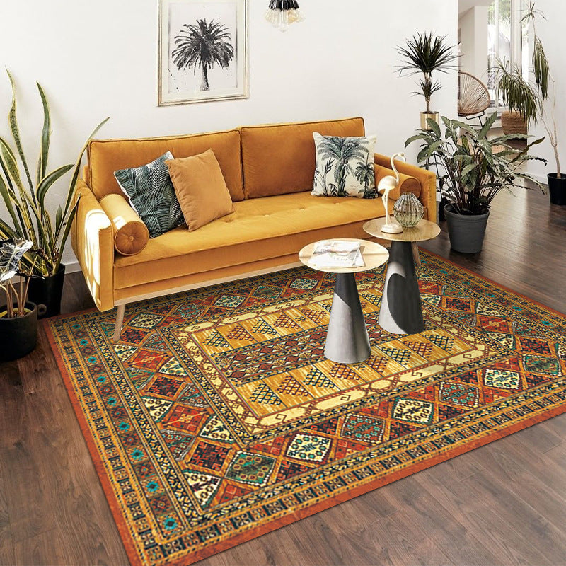 Brown Traditional Rug Polyester Graphic Rug Non-Slip Backing Rug for Living Room