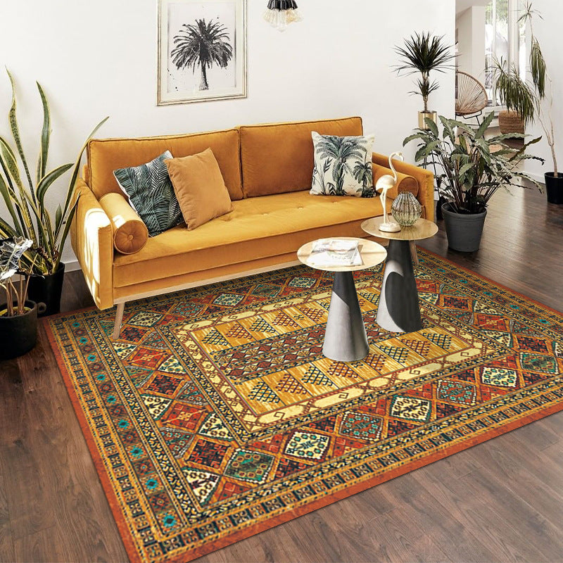 Brown Traditional Rug Polyester Graphic Rug Non-Slip Backing Rug for Living Room