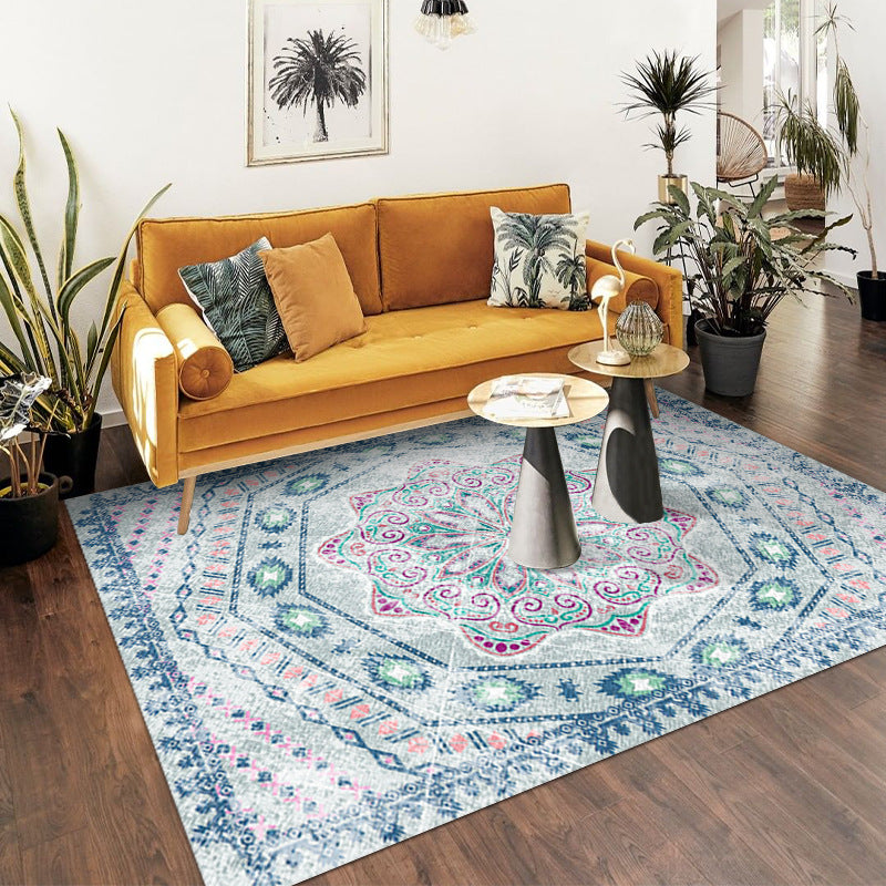 Brown Traditional Rug Polyester Graphic Rug Non-Slip Backing Rug for Living Room