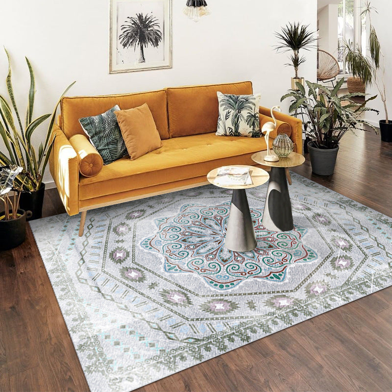 Brown Traditional Rug Polyester Graphic Rug Non-Slip Backing Rug for Living Room