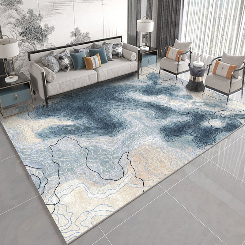 Fancy binnen tapijt modern abstract print tapijt wasbaar polyester tapijt met niet-slipachter