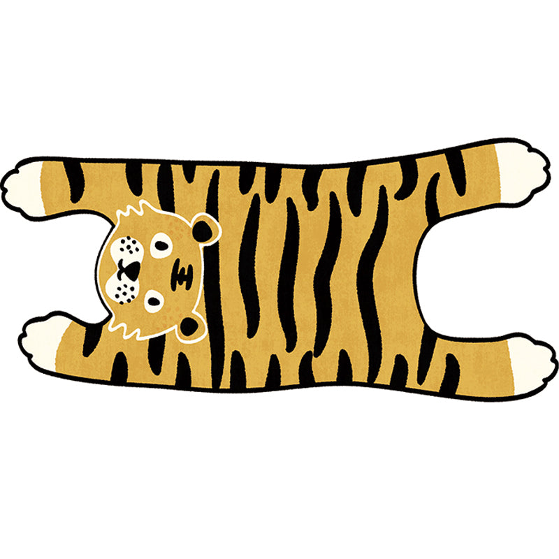 Orange Casual Rug Polyester Tiger Area Rug Stain Resistant Rug for Living Room