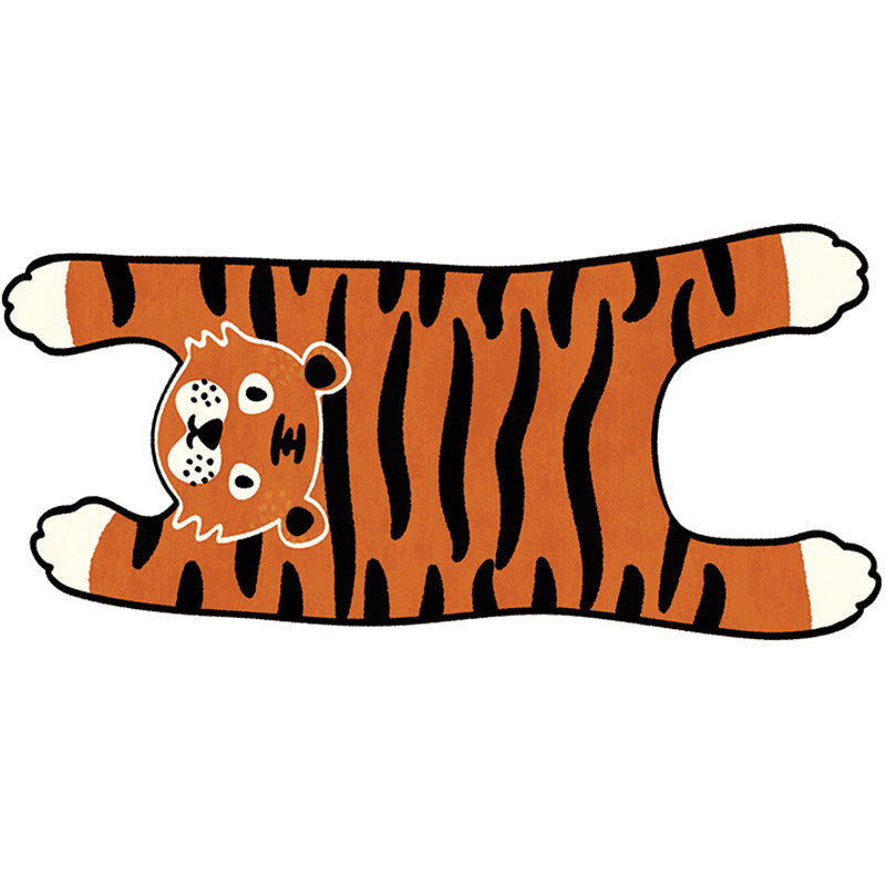 Orange Casual Rug Polyester Tiger Area Rug Stain Resistant Rug for Living Room