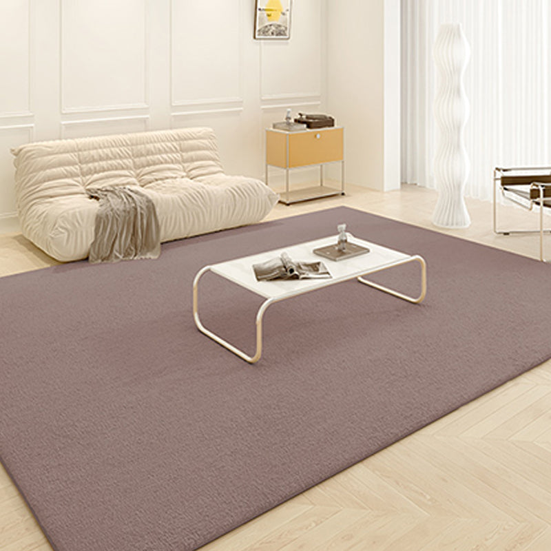 Stylish Living Room Area Rug Pure Color Polyester Area Carpet Non-Slip Backing Area Rug