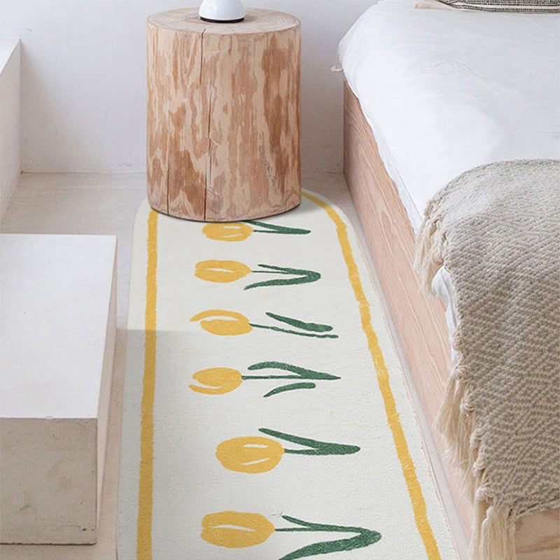 Groen modern tapijt polyester tulpen binnen tapijt niet-slip achterste tapijt voor woningdecoratie