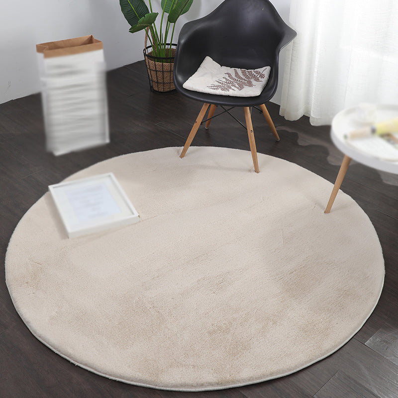 Gray Modern Rug Polyester Solid Color Rug Stain Resistant Area Rug for Home Decor