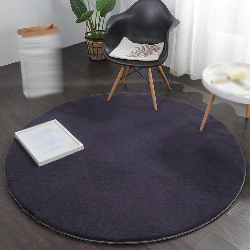 Gray Modern Rug Polyester Solid Color Rug Stain Resistant Area Rug for Home Decor