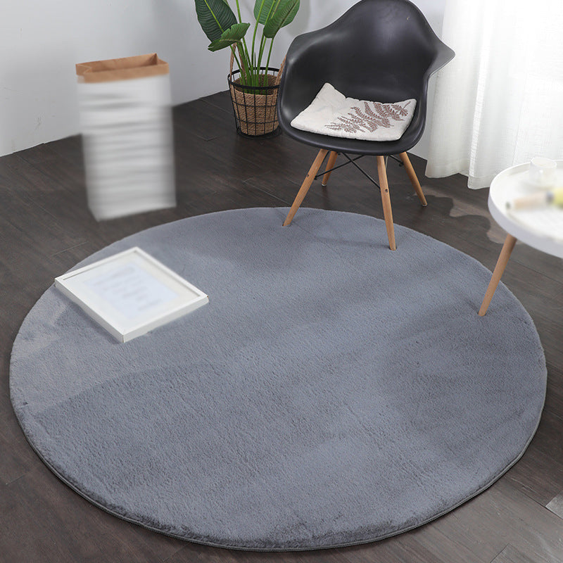 Gray Modern Rug Polyester Solid Color Rug Stain Resistant Area Rug for Home Decor