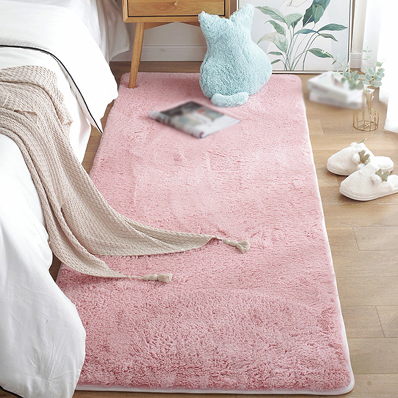 White Living Room Area Rug Solid Color Polyester Area Carpet Non-Slip Backing Rug