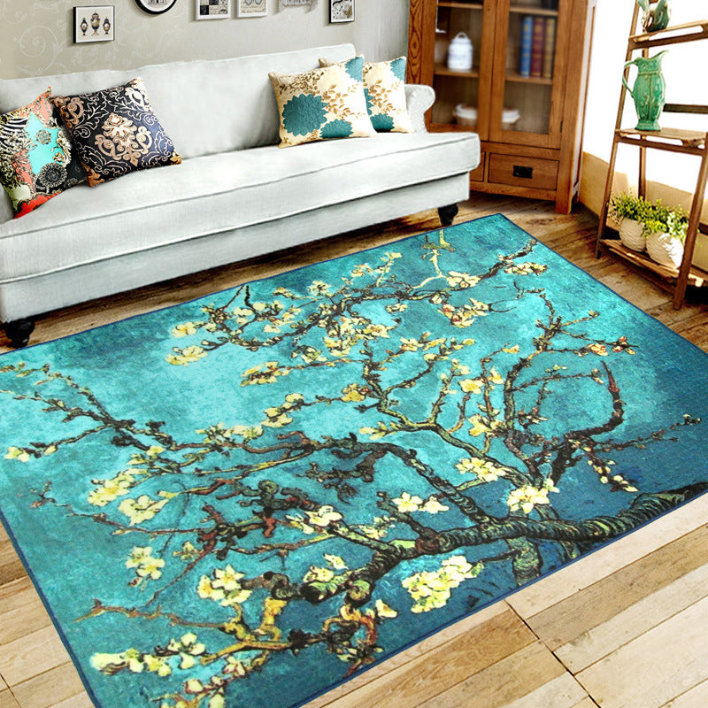 Navy Modern Carpet Polyester grafisch tapijt wasbaar tapijt voor woningdecoratie