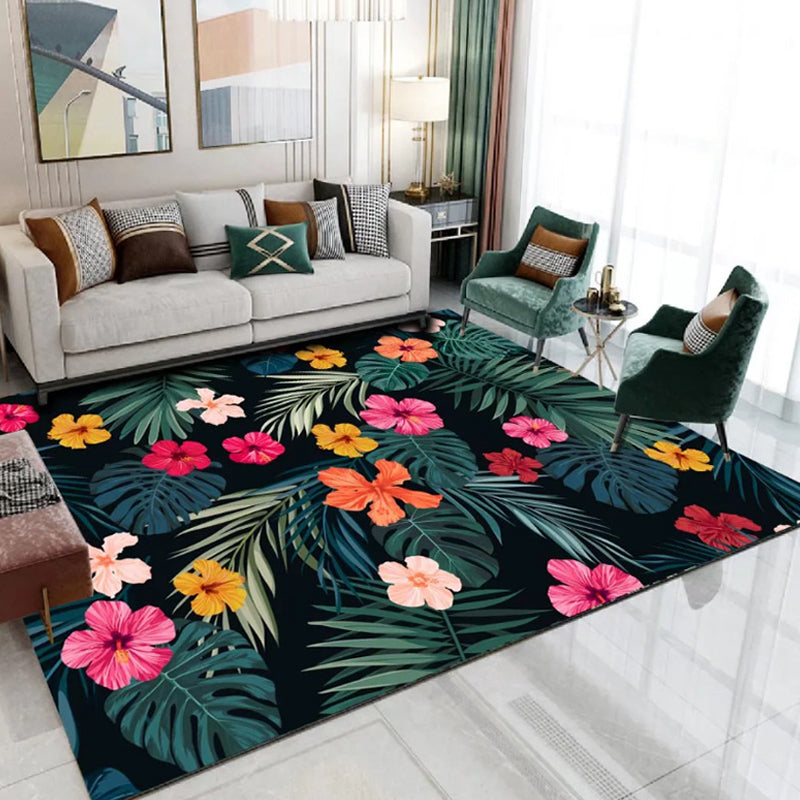 Moderne botanisch gedrukte tapijt polyester gebied Tapijt niet-slip achteruitbreiding binnen tapijt voor woonkamer