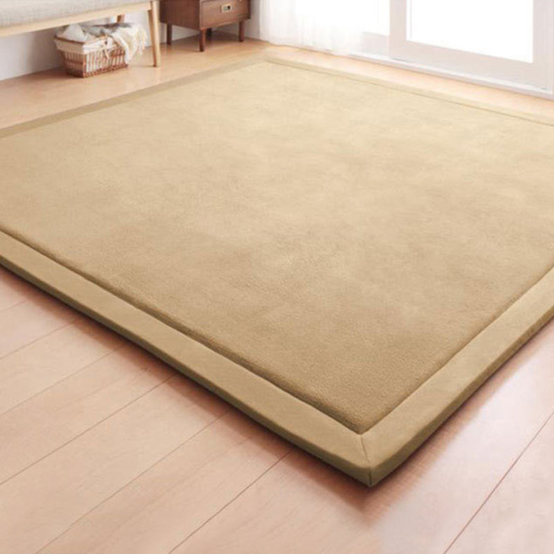 Fancy Living Room Carpet Solid Color Polyester Area Rug Stain Resistant Area Rug