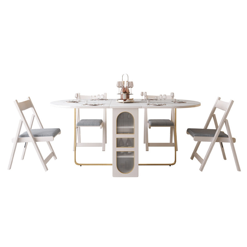Contemporary Style Oval Dining Table Drop-Leaf Furniture ,15"L x 31.5"W x 29.5"H