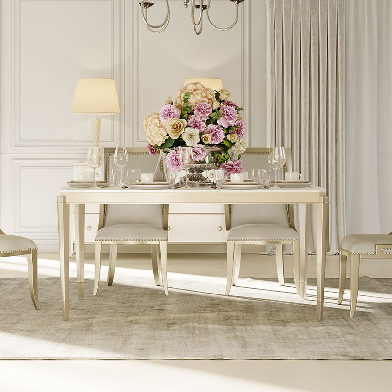 Solid Wood Mid-Century Modern Rectangle Table Sintered Stone Dining Table with 4 Legs