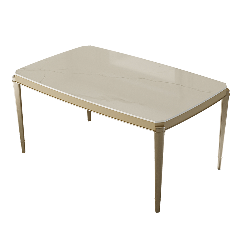 Solid Wood Mid-Century Modern Rectangle Table Sintered Stone Dining Table with 4 Legs