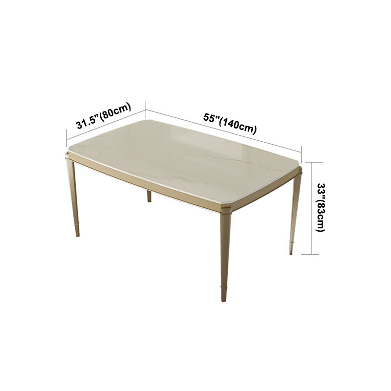 Solid Wood Mid-Century Modern Rectangle Table Sintered Stone Dining Table with 4 Legs