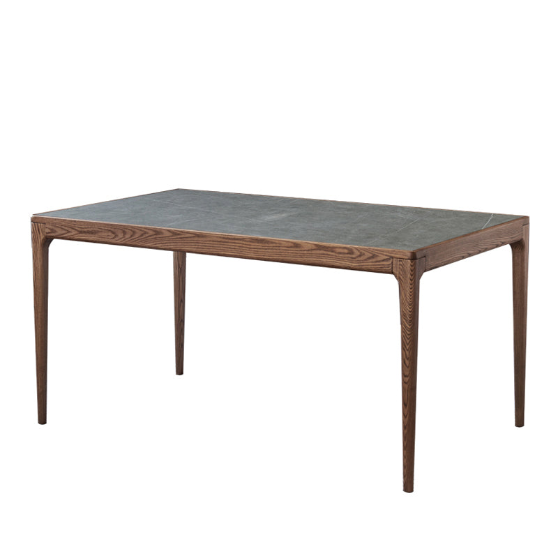 Sintered Stone Grey Dining Table Mid-Century Modern 4 Legs Table for Dining Room