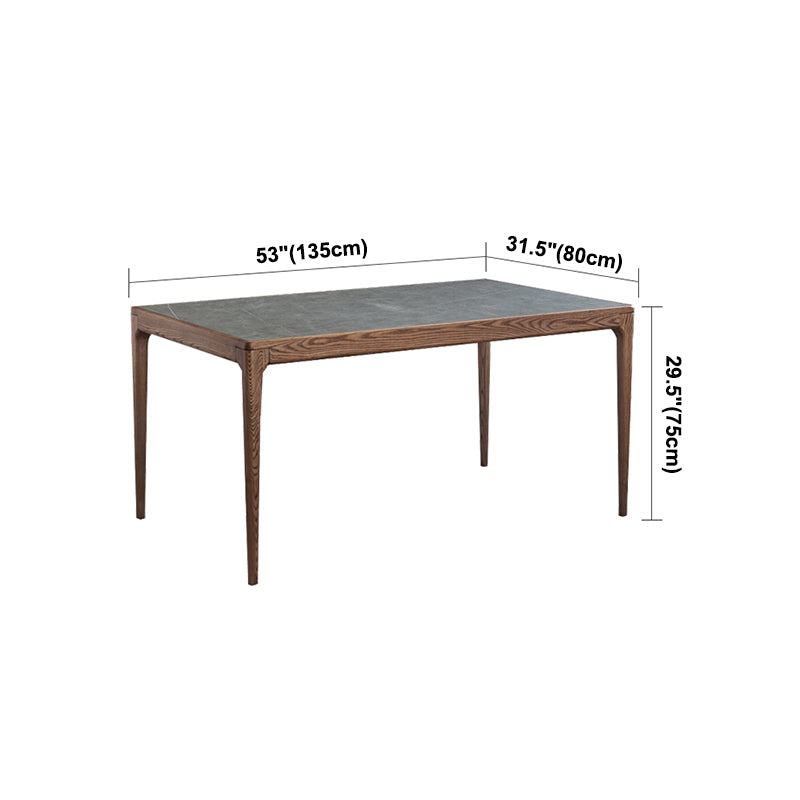 Sintered Stone Grey Dining Table Mid-Century Modern 4 Legs Table for Dining Room
