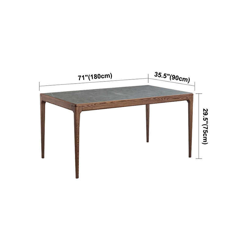 Sintered Stone Grey Dining Table Mid-Century Modern 4 Legs Table for Dining Room