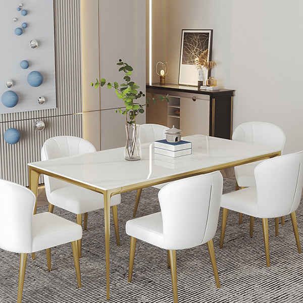 Mesa de comedor de piedra sinterizada Estilo de lujo 4 patas Mesa de rectángulo base para comedor