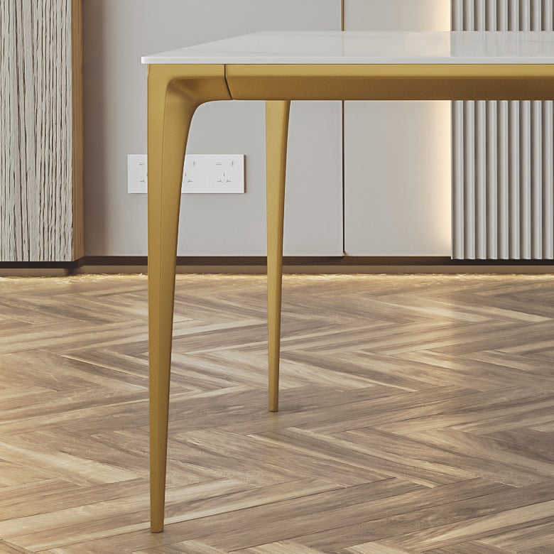 Mesa de comedor de piedra sinterizada Estilo de lujo 4 patas Mesa de rectángulo base para comedor