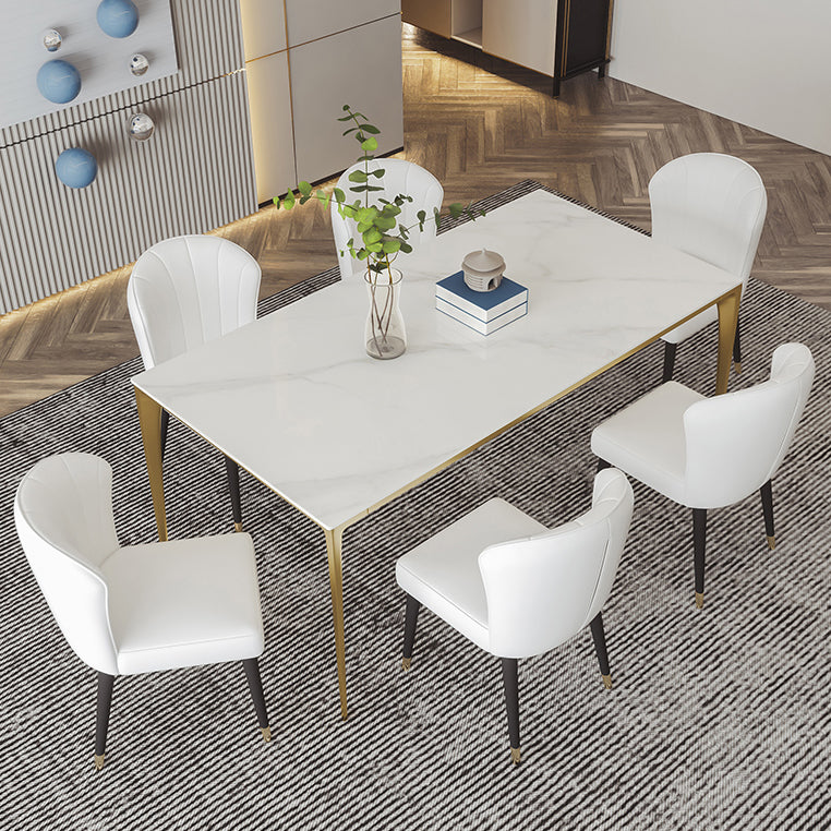 Mesa de comedor de piedra sinterizada Estilo de lujo 4 patas Mesa de rectángulo base para comedor