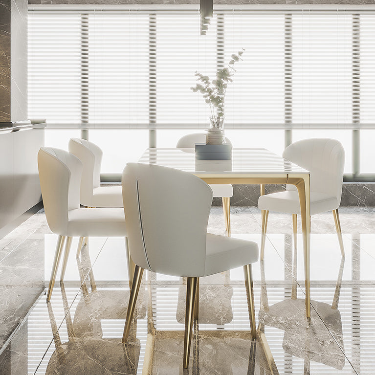 Mesa de comedor de piedra sinterizada Estilo de lujo 4 patas Mesa de rectángulo base para comedor
