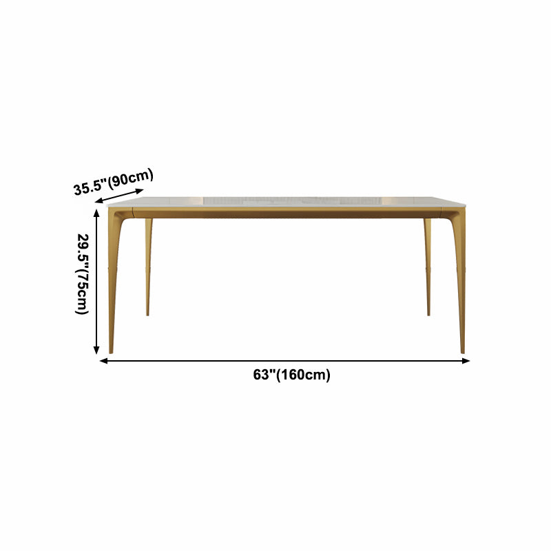 Mesa de comedor de piedra sinterizada Estilo de lujo 4 patas Mesa de rectángulo base para comedor